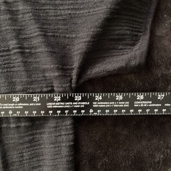 Misook Black Open Front Linen Blend Sheer Cardigan Duster Drape Dolman Sleeve M - Picture 5 of 8